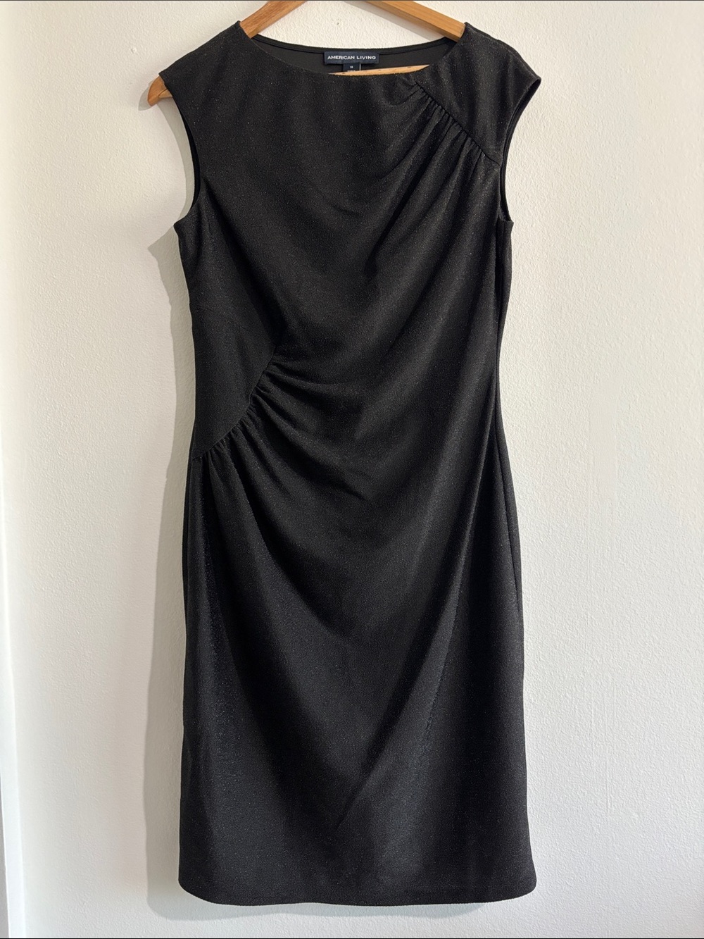 American Living Black  Sleeveless Midi Dress with Subtle Draping size 10 neutral